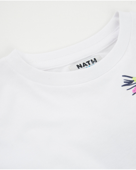 T-shirt fille en maille avec palmier sur le côté