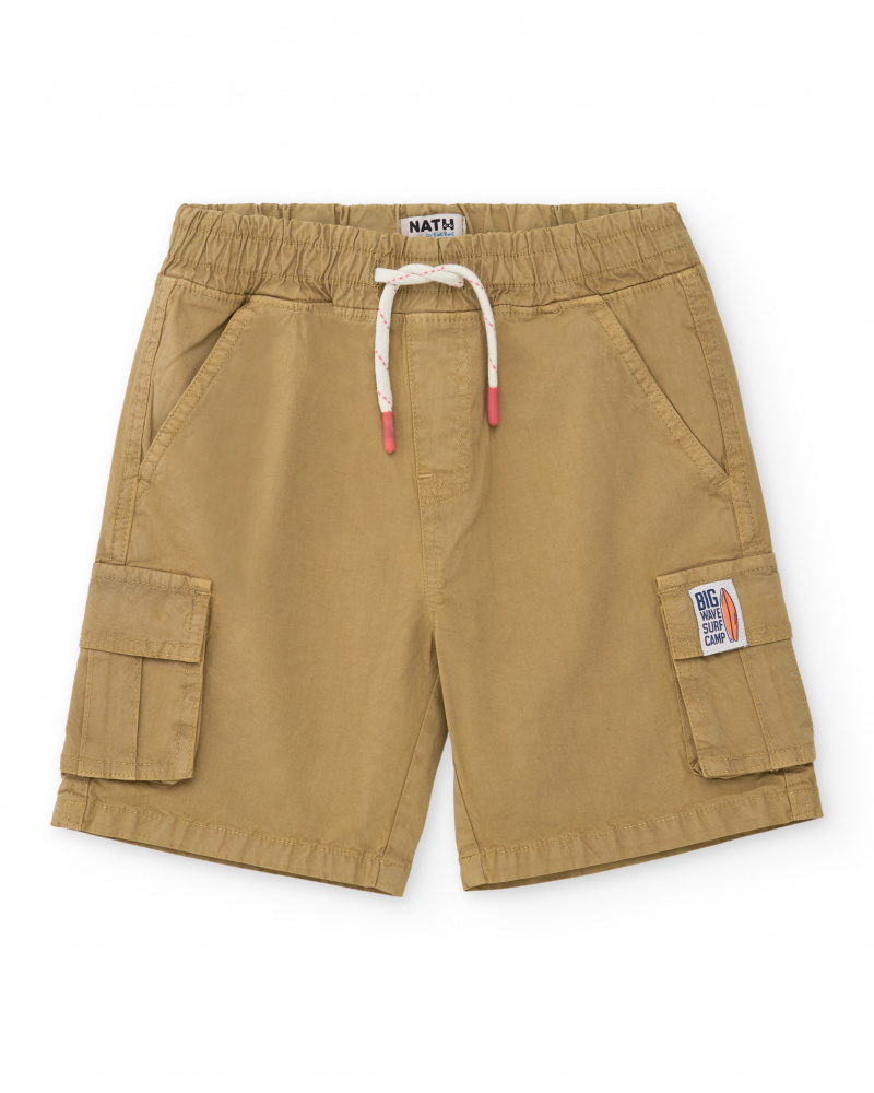 Bermuda garçon en tissu tissé avec poches cargo