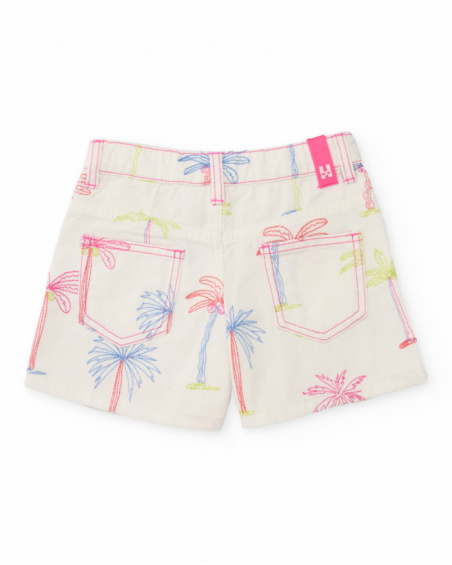 Short fille en tissu tissé avec motif palmiers all-over