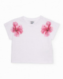 T-shirt fille en maille avec fleurs décoratives