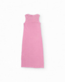 Robe fille en maille côtelée extensible