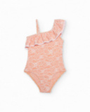 Maillot de bain fille en maille au design asymétrique