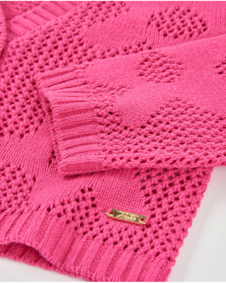 Gilet fille en maille avec tricot ajouré