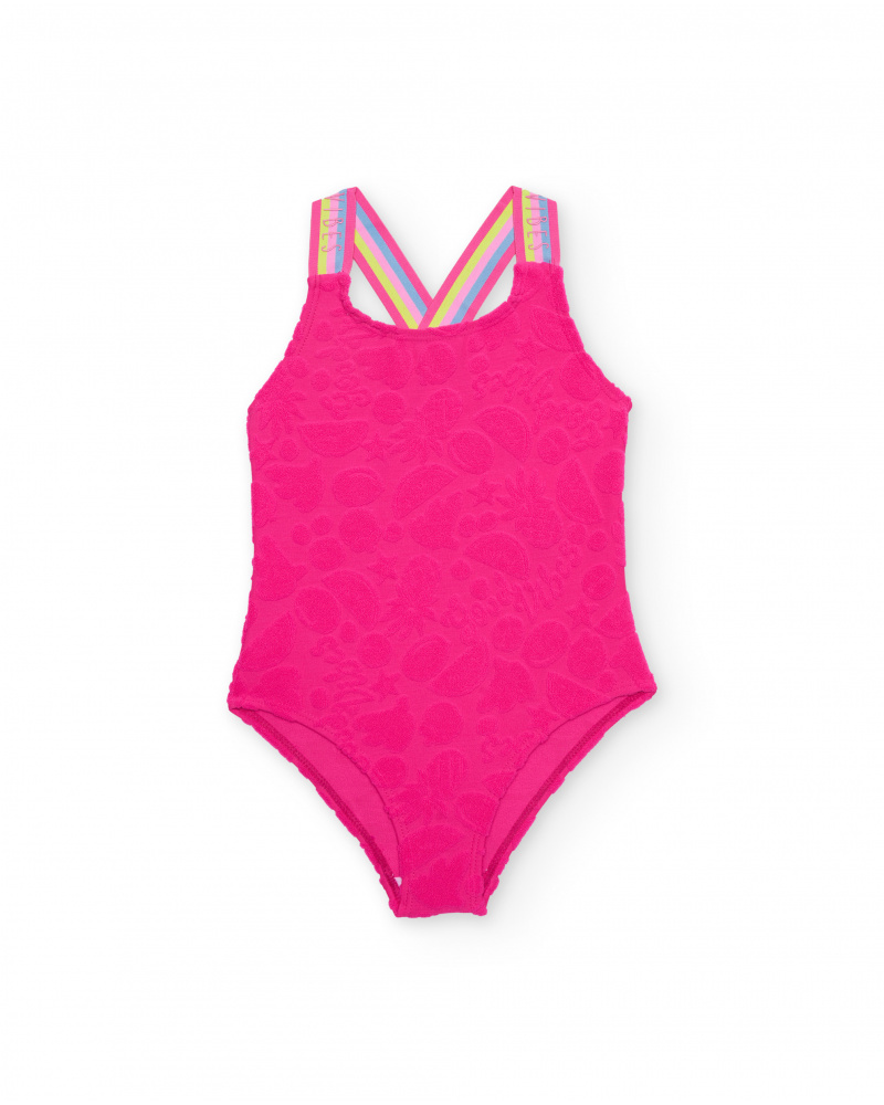 Maillot de bain fille en maille avec bretelles croisées