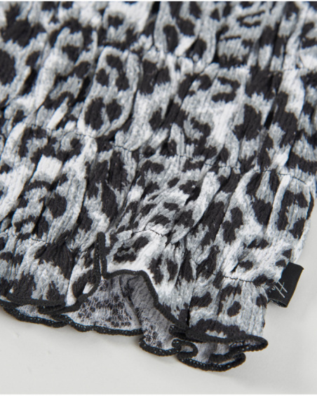 Top fille en tissu tissé avec motif animalier