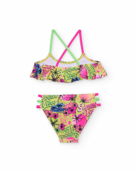 Bikini fille en maille avec volant sur le top