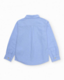 Chemise garçon en tissu tissé avec manches à pattes de retroussage