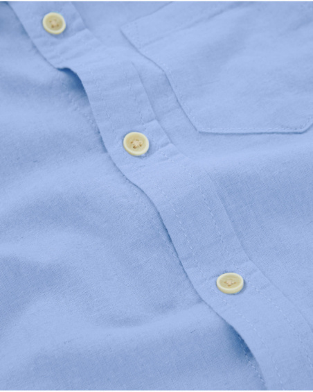 Chemise garçon en tissu tissé avec manches à pattes de retroussage
