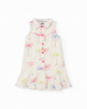 Robe fille en tissu tissé avec imprimé palmiers