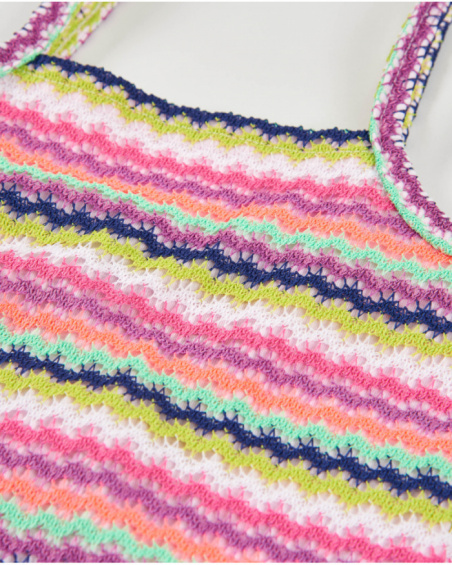 Top fille en maille avec imprimé zigzag