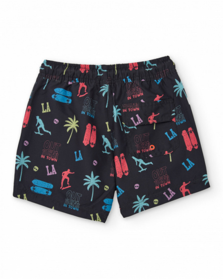 Short de bain garçon en tissu tissé avec motifs skate
