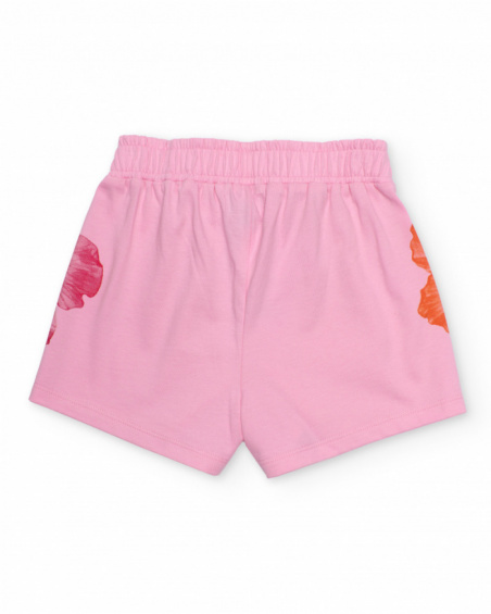 Short fille en maille avec motif d’hibiscus