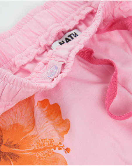 Short fille en maille avec motif d’hibiscus