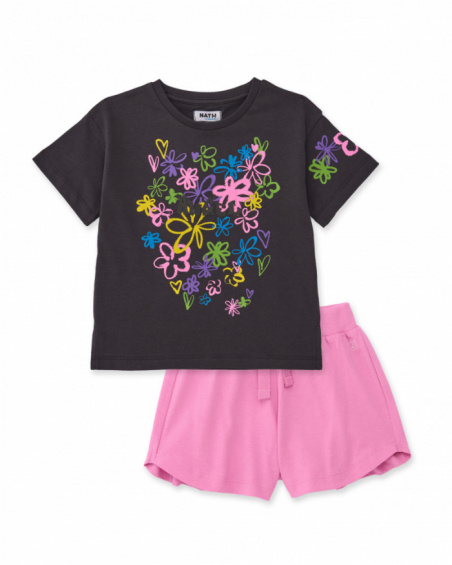 Ensemble fille en maille avec imprimé fleurs