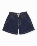 Short fille en toile et denim foncé