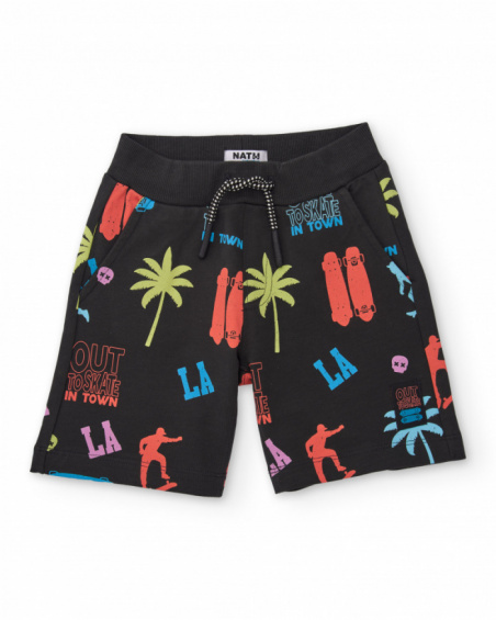 Bermuda garçon en maille avec motifs urbains
