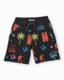 Bermuda garçon en maille avec motifs urbains