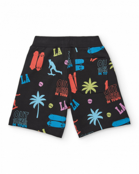 Bermuda garçon en maille avec motifs urbains