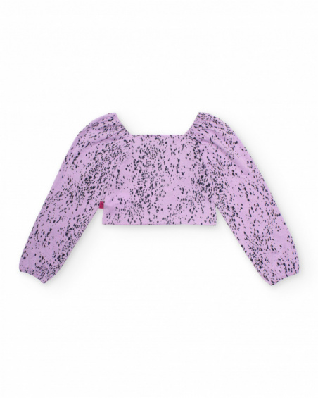 Top fille en maille avec manches longues bouffantes