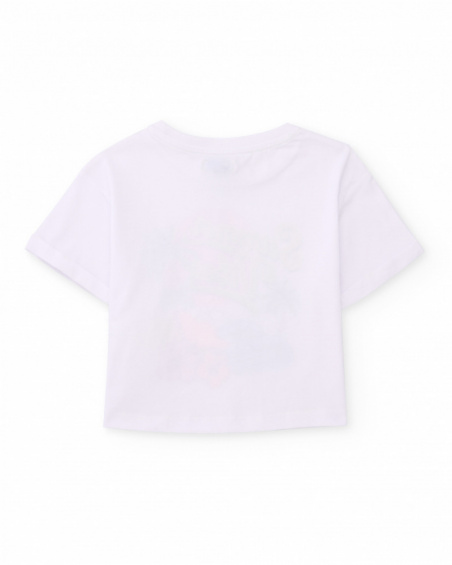 T-shirt fille en maille au design tropical