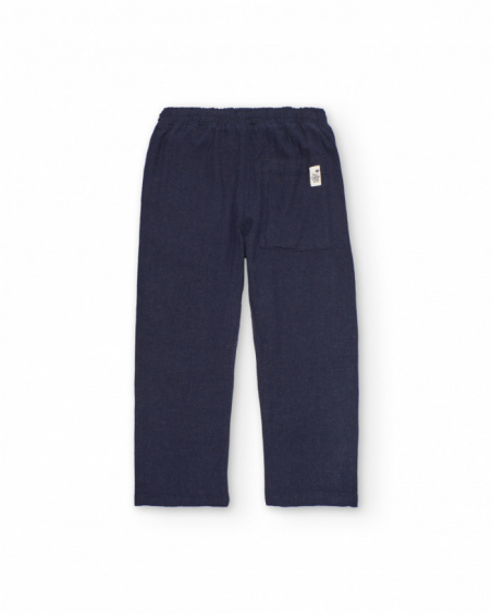 Pantalon garçon en tissu tissé avec taille élastique