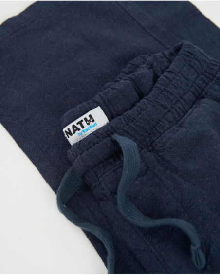 Pantalon garçon en tissu tissé avec taille élastique