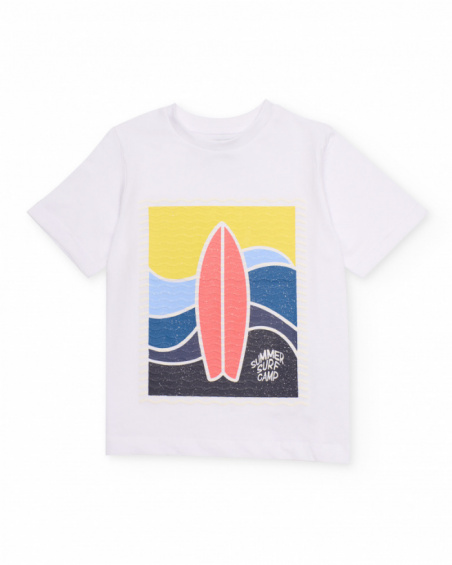 T-shirt garçon en maille avec graphique de planche de surf
