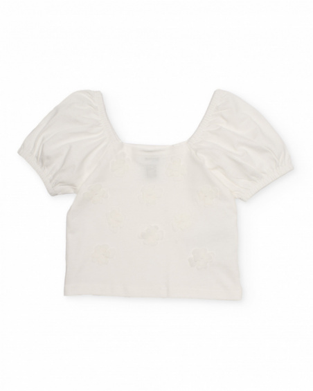 T-shirt fille en maille avec relief floral