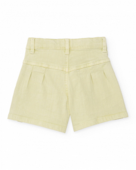 Short fille en tissu tissé avec plis sur le devant