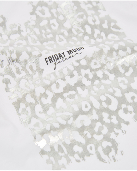 T-shirt fille en maille avec imprimé métallisé