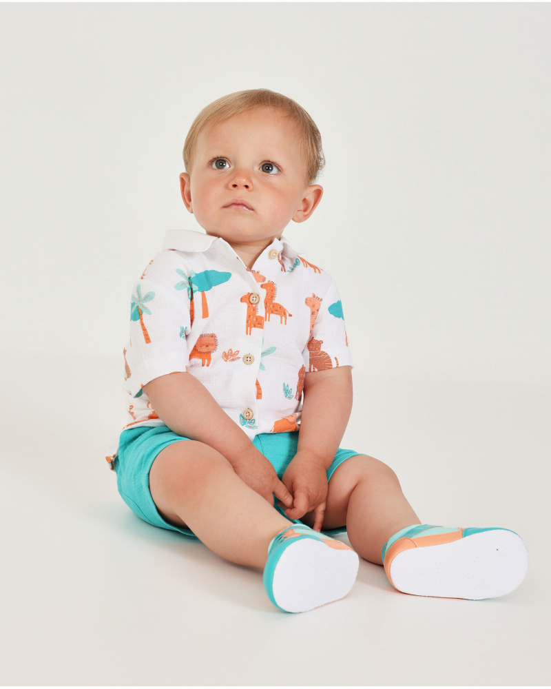 Ensemble pour nouveau-né en tissu tissé avec imprimé savane