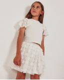 T-shirt fille en maille avec manches bouffantes | tuc tuc