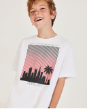 T-shirt garçon en maille avec imprimé contrasté | tuc tuc