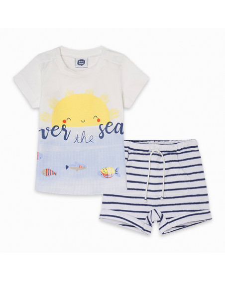 CONJUNTO CAMISETA PUNTO Y BERMUDA RIZO RAYAS NIÑO AZUL FORMENTERA CONJUNTO CAMISETA PUNTO Y BERMUDA RIZO RAYAS NIÑO AZUL FORMENTERA