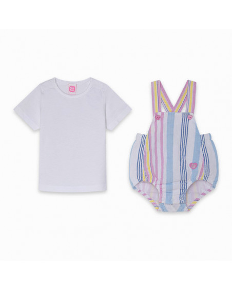 CONJUNTO PETO POPELÍN Y CAMISETA PUNTO RAYAS NIÑA ROSA SUGAR BABE CONJUNTO PETO POPELÍN Y CAMISETA PUNTO RAYAS NIÑA ROSA SUGAR BABE