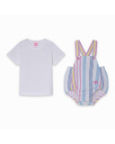 CONJUNTO PETO POPELÍN Y CAMISETA PUNTO RAYAS NIÑA ROSA SUGAR BABE CONJUNTO PETO POPELÍN Y CAMISETA PUNTO RAYAS NIÑA ROSA SUGAR BABE
