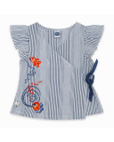 BLUSA PLANA FANTASÍA LAZO NIÑA AZUL KAMOGAWA BLUSA PLANA FANTASÍA LAZO NIÑA AZUL KAMOGAWA