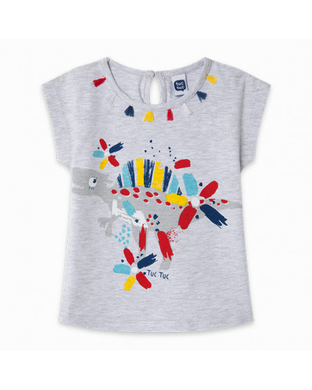 CAMISETA PUNTO FLECOS NIÑA GRIS DRAW A REX CAMISETA PUNTO FLECOS NIÑA GRIS DRAW A REX