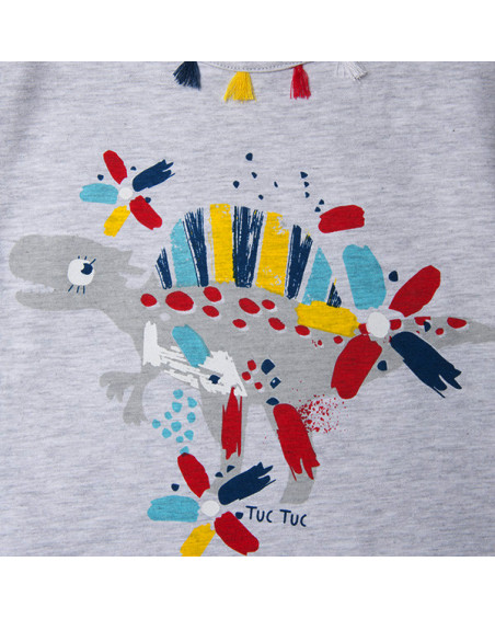 CAMISETA PUNTO FLECOS NIÑA GRIS DRAW A REX CAMISETA PUNTO FLECOS NIÑA GRIS DRAW A REX