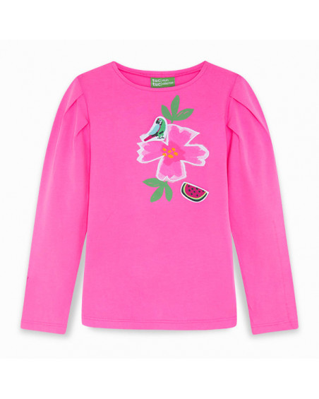 CAMISETA PUNTO MANGA LARGA FLOR NIÑA ROSA PARAISO CAMISETA PUNTO MANGA LARGA FLOR NIÑA ROSA PARAISO