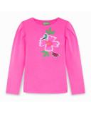 CAMISETA PUNTO MANGA LARGA FLOR NIÑA ROSA PARAISO CAMISETA PUNTO MANGA LARGA FLOR NIÑA ROSA PARAISO