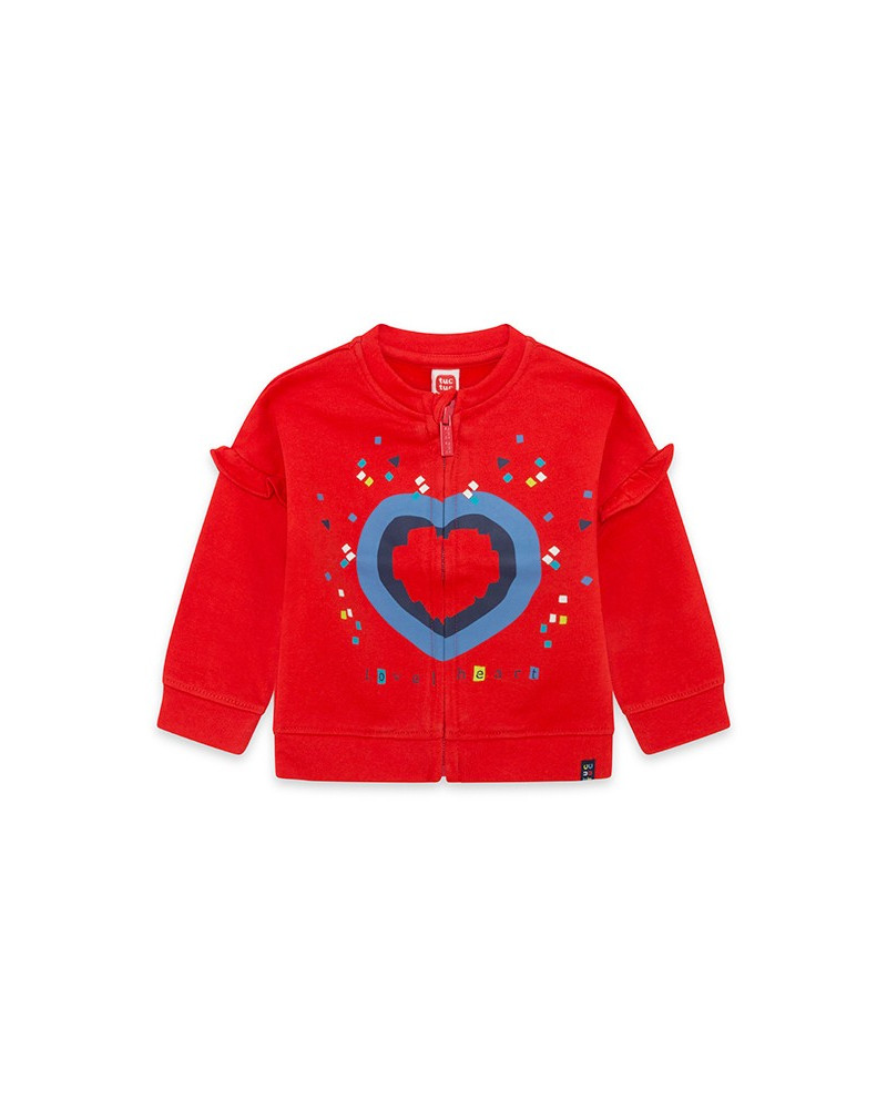 Sweat-shirt en peluche avec fermeture éclair fille rouge