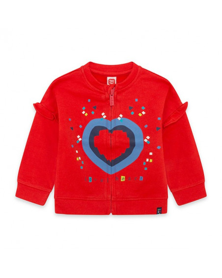 Sweat-shirt en peluche avec fermeture éclair fille rouge Sweat-shirt en peluche avec fermeture éclair fille rouge