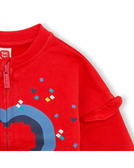 Sweat-shirt en peluche avec fermeture éclair fille rouge Sweat-shirt en peluche avec fermeture éclair fille rouge
