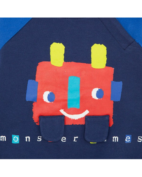 Sweat-shirt en peluche petit monstre garçon bleu superfreaks Sweat-shirt en peluche petit monstre garçon bleu superfreaks