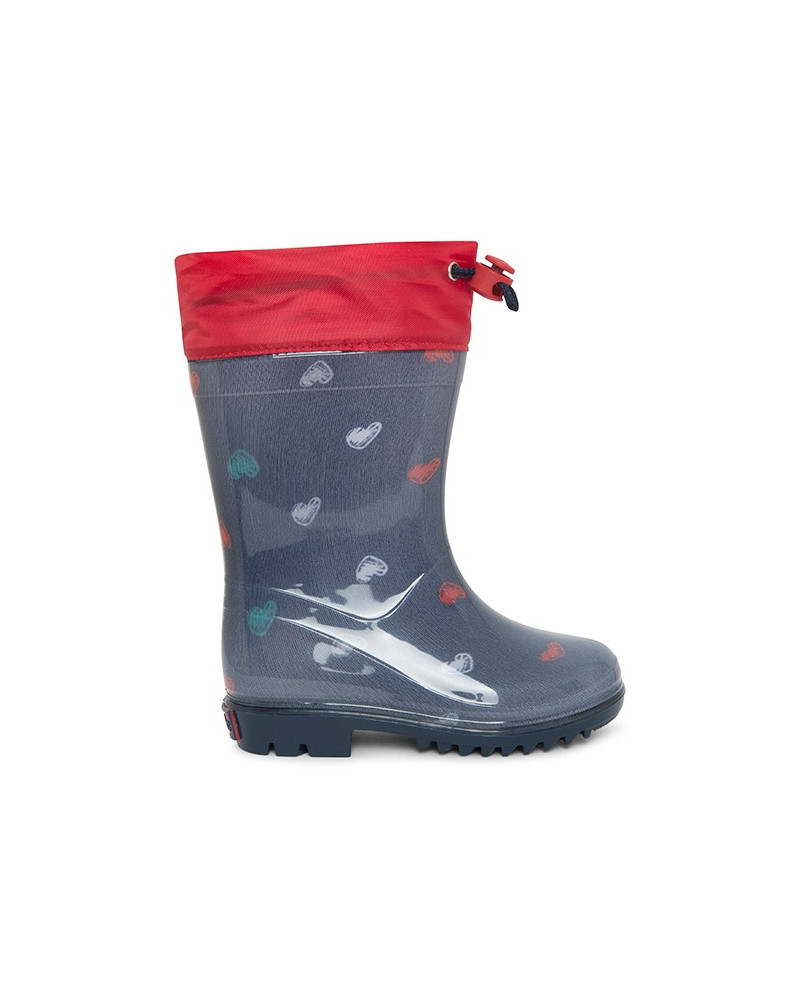 Bottes de pluie coeurs fille bleues breakfast time