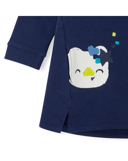 Robe en coton molletonné chats fille bleue superfreaks Robe en coton molletonné chats fille bleue superfreaks