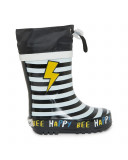 Bottes de pluie à rayures garçon noires bee happy Bottes de pluie à rayures garçon noires bee happy