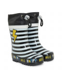 Bottes de pluie à rayures garçon noires bee happy Bottes de pluie à rayures garçon noires bee happy