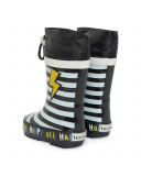 Bottes de pluie à rayures garçon noires bee happy Bottes de pluie à rayures garçon noires bee happy